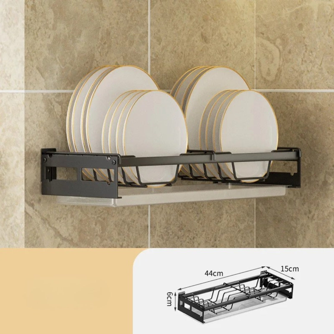 Égouttoir à Vaisselle Mural Noir