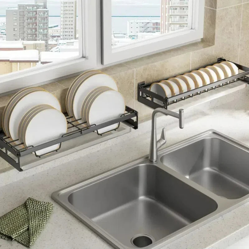 Égouttoir à Vaisselle Mural Noir