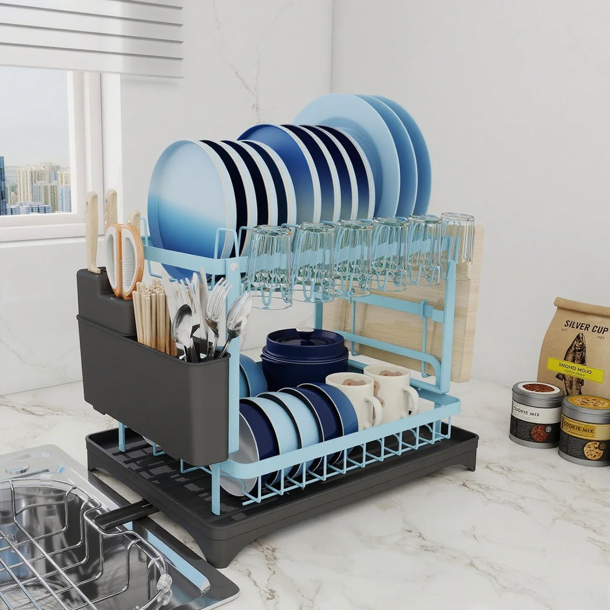 Égouttoir à Vaisselle 2 Niveaux Modulable